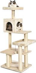 Extra Large Cat Tree Tower with Condo - 24 X 56 X 19 Inches, Beige