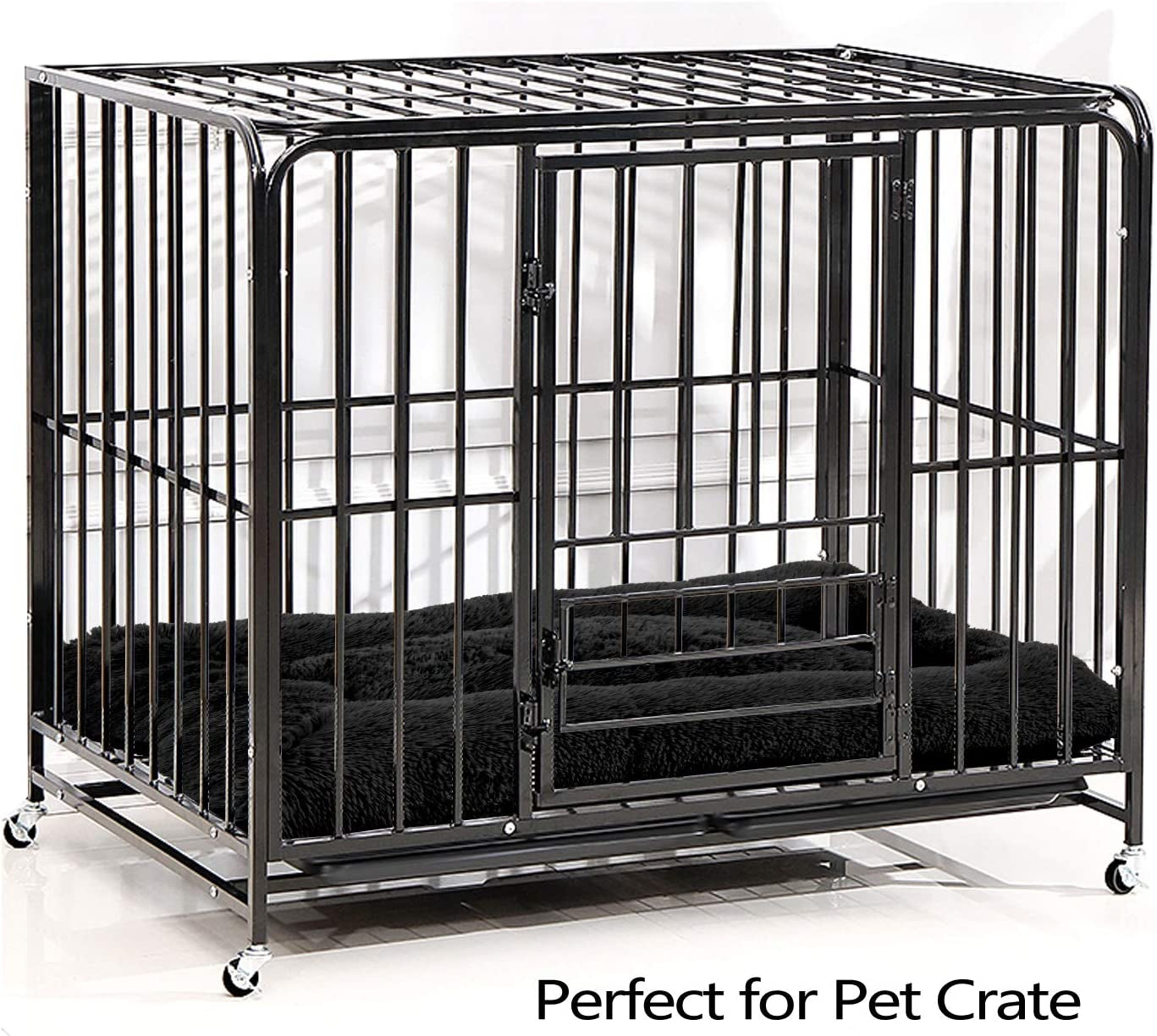 Dog Beds Calming Pet Beds, Fulffy Dog Kennel Mat Pad Faux Fur Machine Washable Anti-Slip Comfy Dog Beds for Large Medium Dogs and Cats